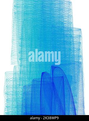 Abstract background with blue subtle shading by thin wavy lines on a white. Vertical raster graphic pattern Stock Photo