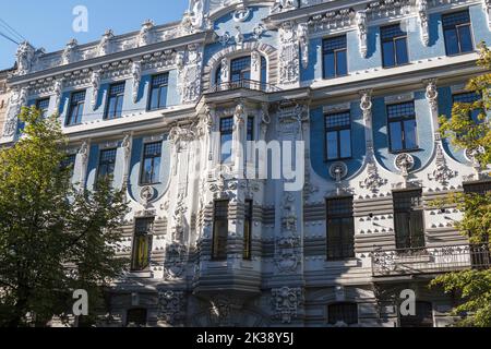 Art Nouveau apartment building, built in 1904 in Riga, Latvia Stock Photo