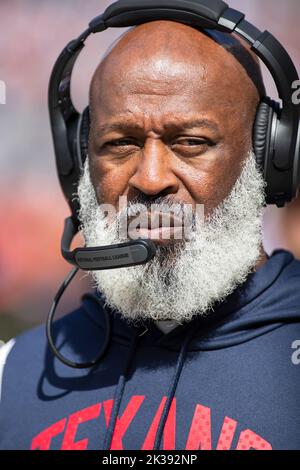 Chicago, Illinois, USA. 25th Sep, 2022. - Houston Texans head coach Lovie Smith walks the sidelines before the game between the Houston Texans and the Chicago Bears at Soldier Field in Chicago, IL. Credit: csm/Alamy Live News Stock Photo