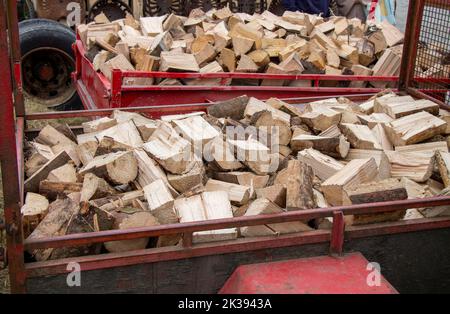 Firewood chopped ready for domestic wood burning stove Stock Photo