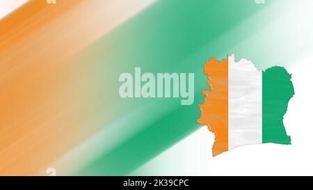 Map of Ivory Coast, flag map, National colors background Stock Photo