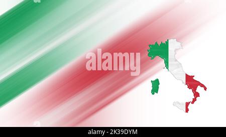 Map of Italy, flag map, National colors background Stock Photo