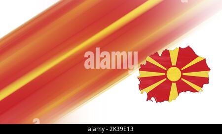 Map of North Macedonia, flag map, National colors background Stock Photo