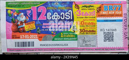 kerala lottery,indian lottery ticket,kerala lottery ticket,kerala chistmas bumber lottery,xmas new year bumper,kerala lucky draw,lucky draw india,luck Stock Photo