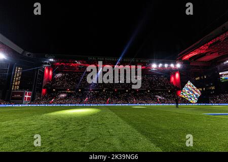 Copenhagen, Denmark. 25th Sep, 2022. The Parken stadium is ready for the UEFA Nations League match between Denmark and France in Copenhagen. (Photo Credit: Gonzales Photo/Alamy Live News Stock Photo