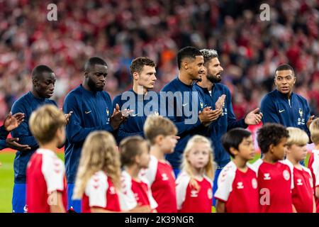 Copenhagen, Denmark. 25th Sep, 2022. The players of France seen during the UEFA Nations League match between Denmark and France at Parken in Copenhagen. (Photo Credit: Gonzales Photo/Alamy Live News Stock Photo