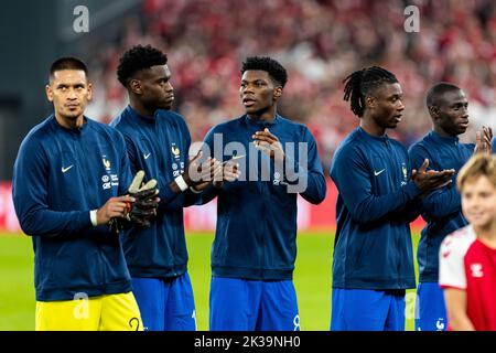 Copenhagen, Denmark. 25th Sep, 2022. The players of France seen during the UEFA Nations League match between Denmark and France at Parken in Copenhagen. (Photo Credit: Gonzales Photo/Alamy Live News Stock Photo