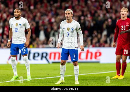 Copenhagen, Denmark. 25th Sep, 2022. Antoine Griezmann (7) of France seen during the UEFA Nations League match between Denmark and France at Parken in Copenhagen. (Photo Credit: Gonzales Photo/Alamy Live News Stock Photo