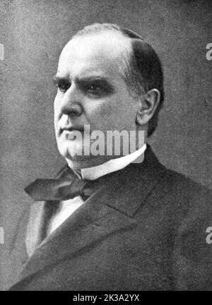 An engraving of US president William McKinley ,his wife Ida and his ...