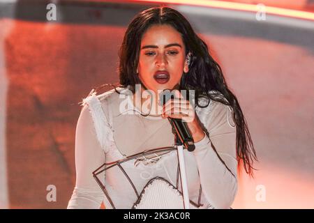 New York, NY - September 24, 2022: Rosalia perform at Global Citizen Festival NYC in Central Park Stock Photo