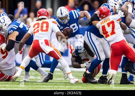 Kansas City Chiefs safety Justin Reid gets set to run during an NFL  football game against the Los Angeles Chargers Sunday, Nov. 20, 2022, in  Inglewood, Calif. (AP Photo/Jae C. Hong Stock