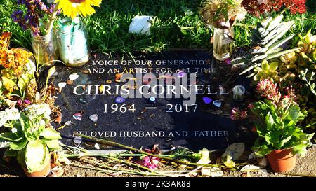 Los Angeles CA:  Chris Cornell Grave at Hollywood Forever Cemetery.  Credit: Ron Wolfson / MediaPunch Stock Photo