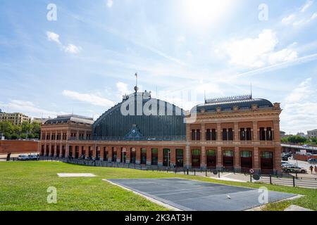 Madrid, Spain, September 2022. panoramic view of Atocha railway station building in the city center Stock Photo