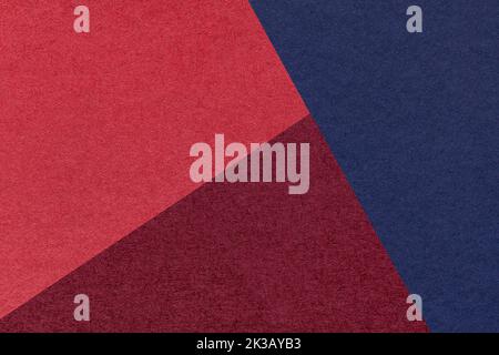 Texture of craft navy blue, wine and red shade color paper background, macro. Structure of vintage abstract cardboard with geometric shape and gradien Stock Photo