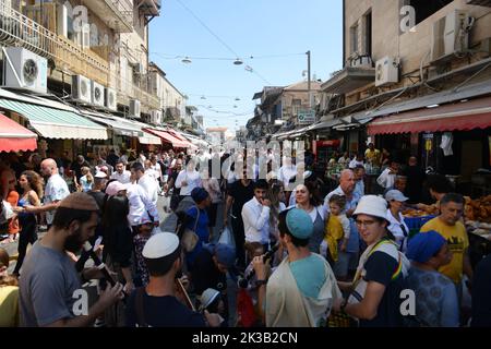 The vibrant Mahane Yehuda market in Jerusalem, Israel.