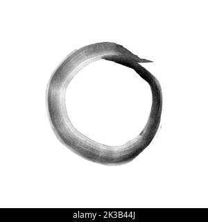 Enso, hand-drawn watercolor circle on white paper, The enso symbolizes absolute enlightenment, strength, elegance and the universe, Zen Stock Vector