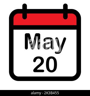 Calendar icon with twentieth may, vector illustration Stock Vector