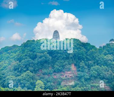 Beautiful Scenery of Leshan Giant Buddha Scenic Area, Sichuan Province, China Stock Photo