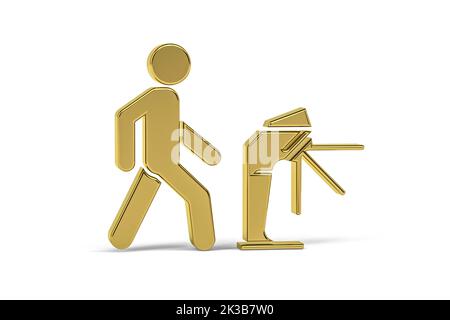Golden 3d ticket gate icon isolated on white background - 3d render ...