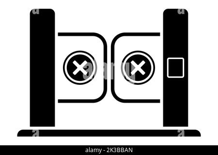 black icon of turnstile for subway entrance. forbidden to enter. flat vector illustration. Stock Vector