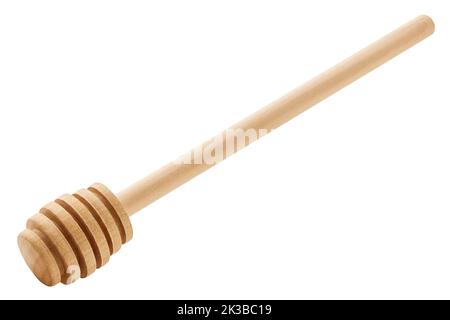 wooden honey spoon isolated on white background, clipping path, full depth of field Stock Photo