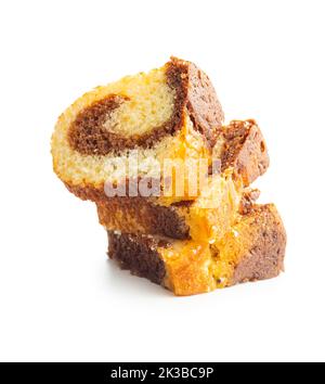 Sweet sponge cake. Bundt cake isolated on the white background. Stock Photo