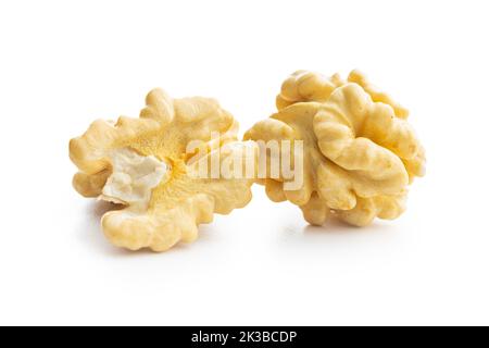 Peeled walnut isolated on the white background. Stock Photo