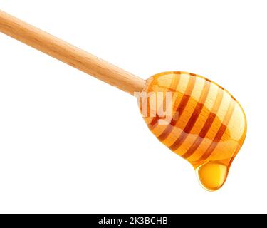 Honey dripping isolated on white background, clipping path, full depth of field Stock Photo