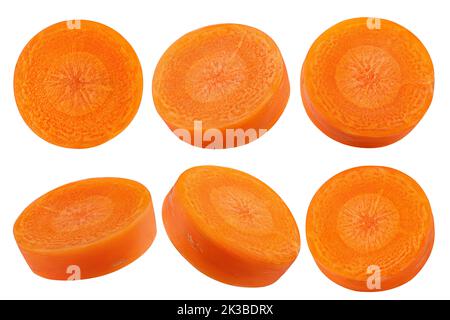 Carrot slice isolated on white background, clipping path, full depth of field Stock Photo