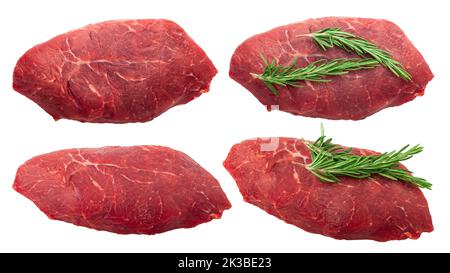 steak, ribeye, rosemary, isolated on white background, clipping path, full depth of field Stock Photo