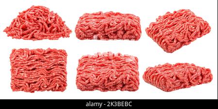 minced meat, pork, beef, forcemeat, clipping path, isolated on white background, full depth of field Stock Photo