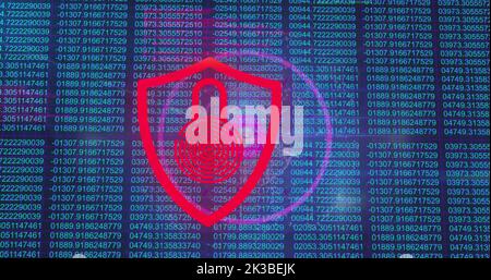 Image of data processing over padlock Stock Photo
