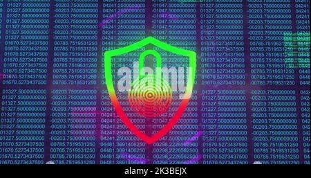 Image of data processing over padlock Stock Photo