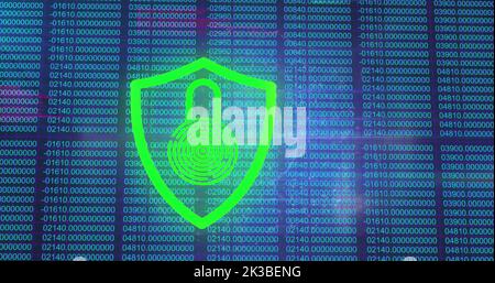 Image of data processing over padlock Stock Photo