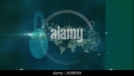 Image of data processing over padlock Stock Photo