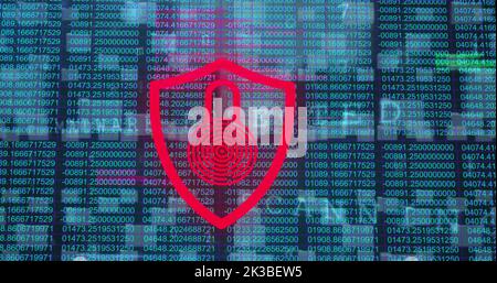 Image of data processing over padlock Stock Photo