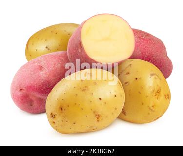 yellow and red potatoes , isolated on white background, clipping path, full depth of field Stock Photo