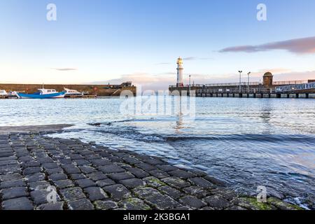 Sunrise at Newhaven Harbour on the Firth of Forth, Edinburgh, Scotland. Stock Photo