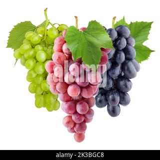 purple red and green grape, isolated on white background, clipping path, full depth of field Stock Photo