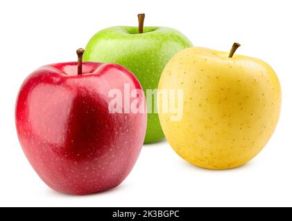 colorful apples, red green and yellow fruit, isolated on white background, clipping path, full depth of field Stock Photo