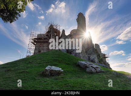 Ruin of castle Hrusov in Slovakia Stock Photo