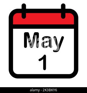 Calendar icon with first may, vector illustration Stock Vector