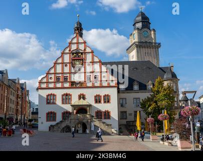 Market place with town hall of Plauen in Vogtland Stock Photo