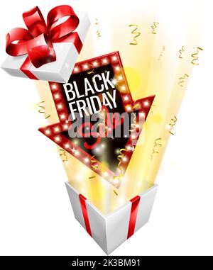 Black Friday Sale Gift Box Surprise Concept Stock Vector