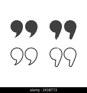 Quotes, quotation marks black isolated vector icon set. Speech mark icons. Stock Vector