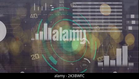 Image of data processing over spots Stock Photo