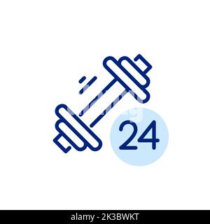 24 hour gym icon. Pixel perfect, editable stroke icon Stock Vector