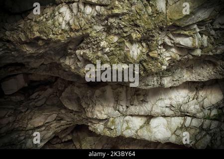 A close-up look at the stones inside the Myrtos cave at Kefalonia Stock Photo
