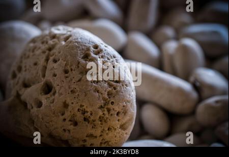 White pebble stones on the beach of Myrtos Stock Photo