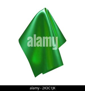 Green shiny fabric, handkerchief or tablecloth hanging Stock Vector